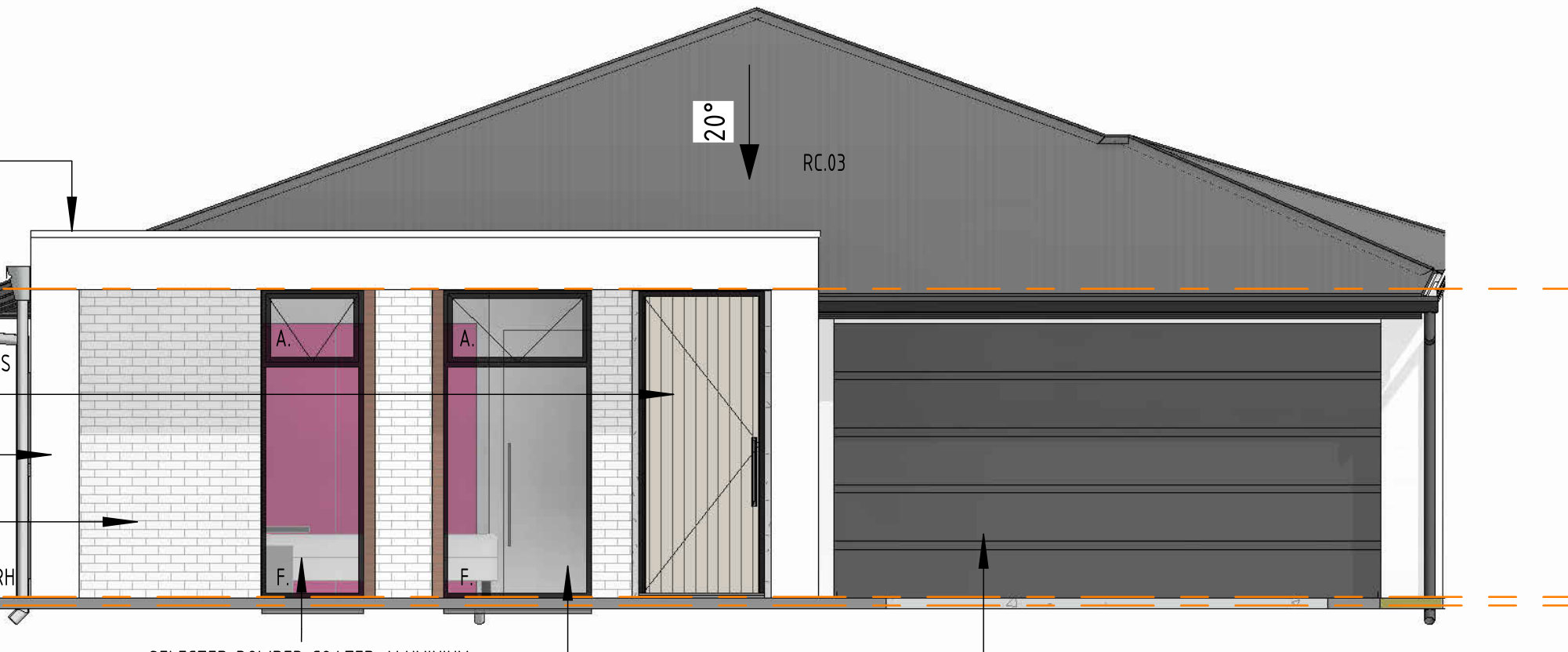 Residence 2 front elevation drawing